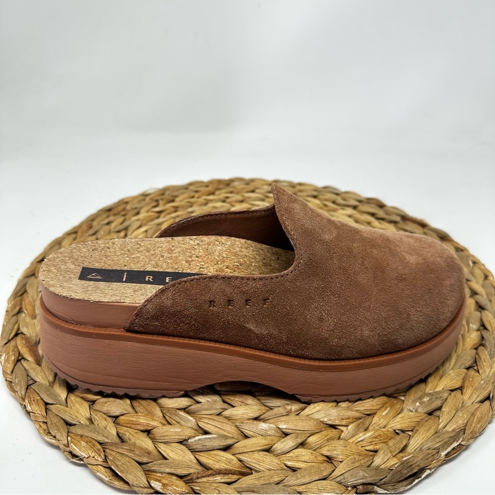 Reef Tan Suede Platform Clog Mule